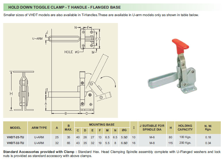 Std Vertical Handle, Flange Base Mounting, Toggle Clamp - 13F619